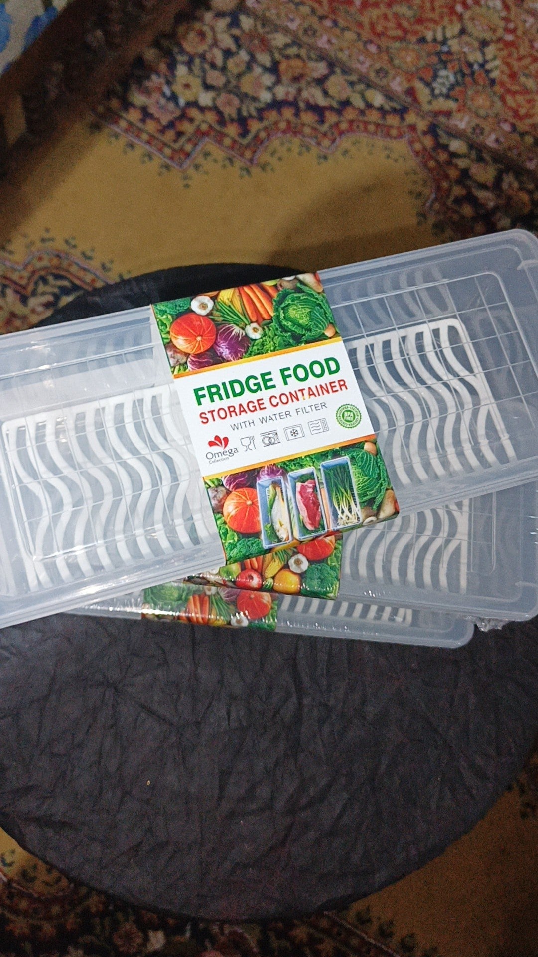 Fridge Food Storage Container Organiser with Removable Drain Tray for Fresh Fruits, Vegetables, Meat & Fish, BPA-Free Plastic Kitchen Box Storage Food Box Container Organizer 1500ml Stackable