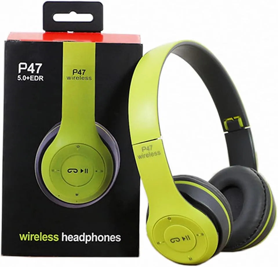 P47 Wireless Headphones Over Ear Super Bass 5.1, Volume Control, Bluetooth, Card Support SD