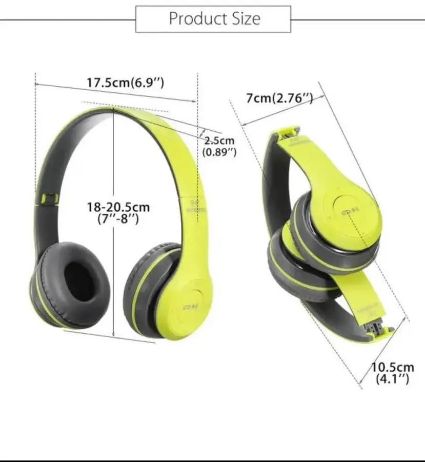 P47 Wireless Headphones Over Ear Super Bass 5.1, Volume Control, Bluetooth, Card Support SD