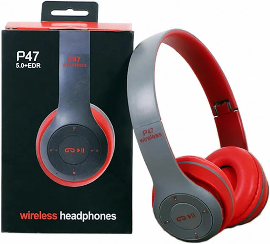 P47 Wireless Headphones Over Ear Super Bass 5.1, Volume Control, Bluetooth, Card Support SD
