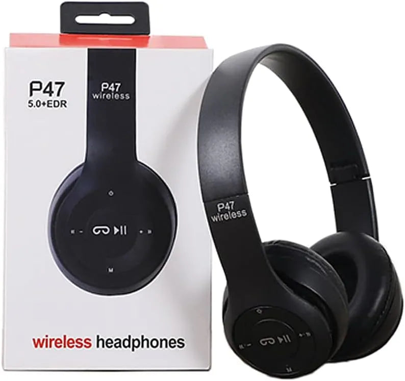 P47 Wireless Headphones Over Ear Super Bass 5.1, Volume Control, Bluetooth, Card Support SD