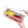 Fridge Food Storage Container Organiser with Removable Drain Tray for Fresh Fruits, Vegetables, Meat & Fish, BPA-Free Plastic Kitchen Box Storage Food Box Container Organizer 1500ml Stackable