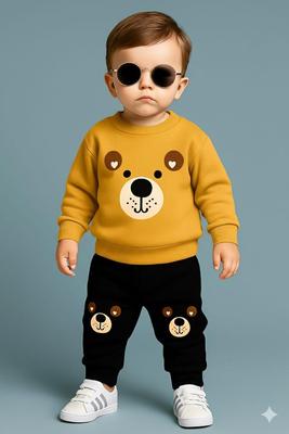 2 Pcs Boy's Polyester Printed Sweatshirt Tracksuit