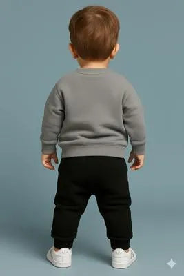 Stylish Printed Polyester 2 Pcs Tracksuit for Boys & Girls - Grey