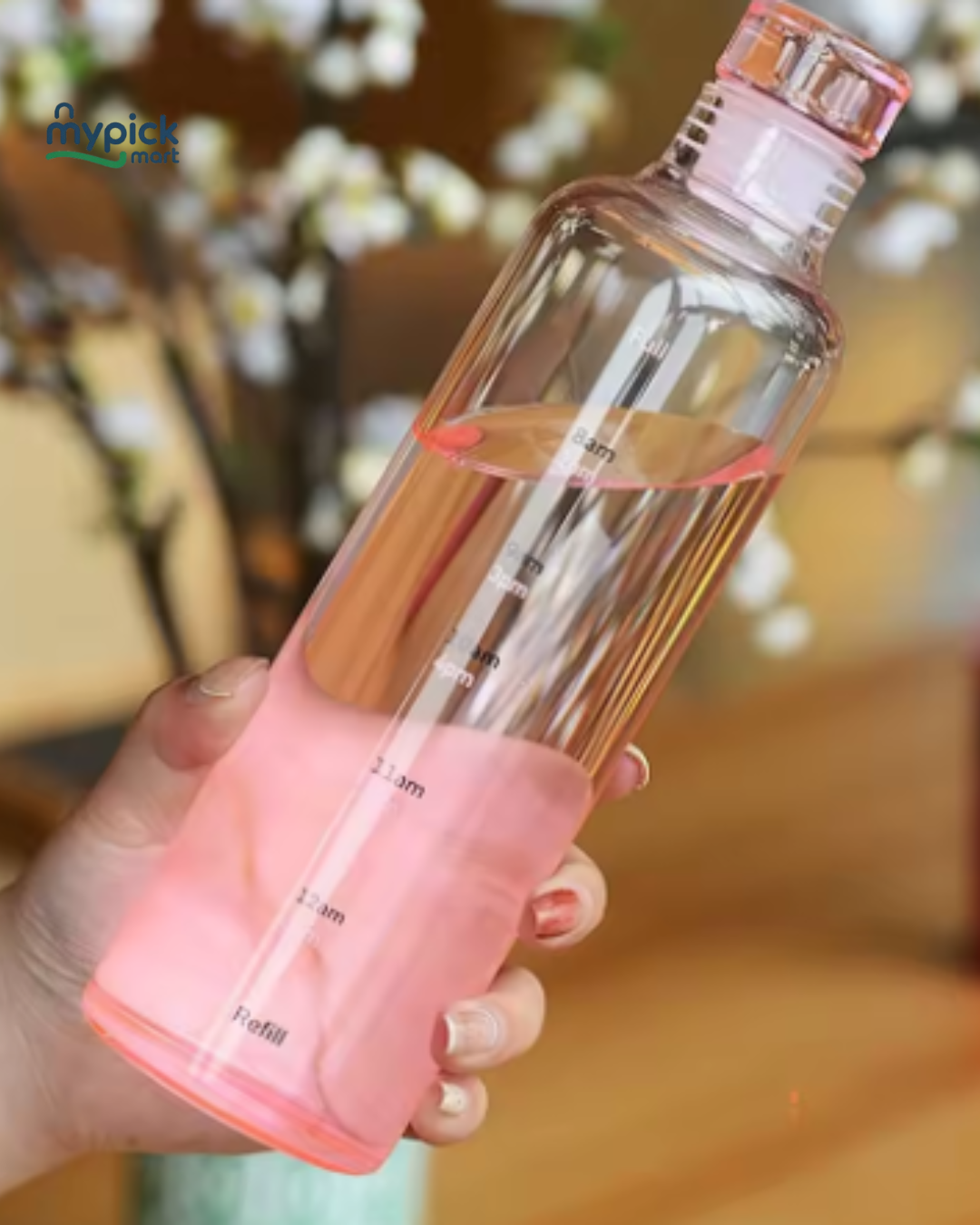 Aesthetic 500ml Glass Water Bottle Timescale