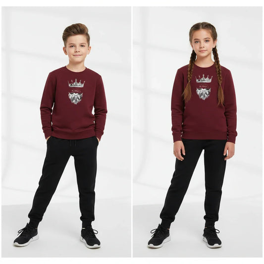 KING Printed Maroon Tracksuit Sweatshirt & Trouser For Men and Boys | Warm & Comfortable Winter Wear